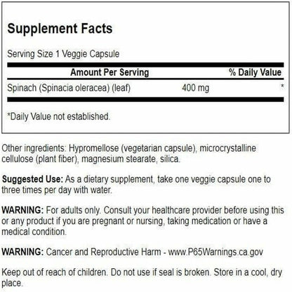 Swanson Full Spectrum Spinach Leaf 400 mg 90 Veg Capsules