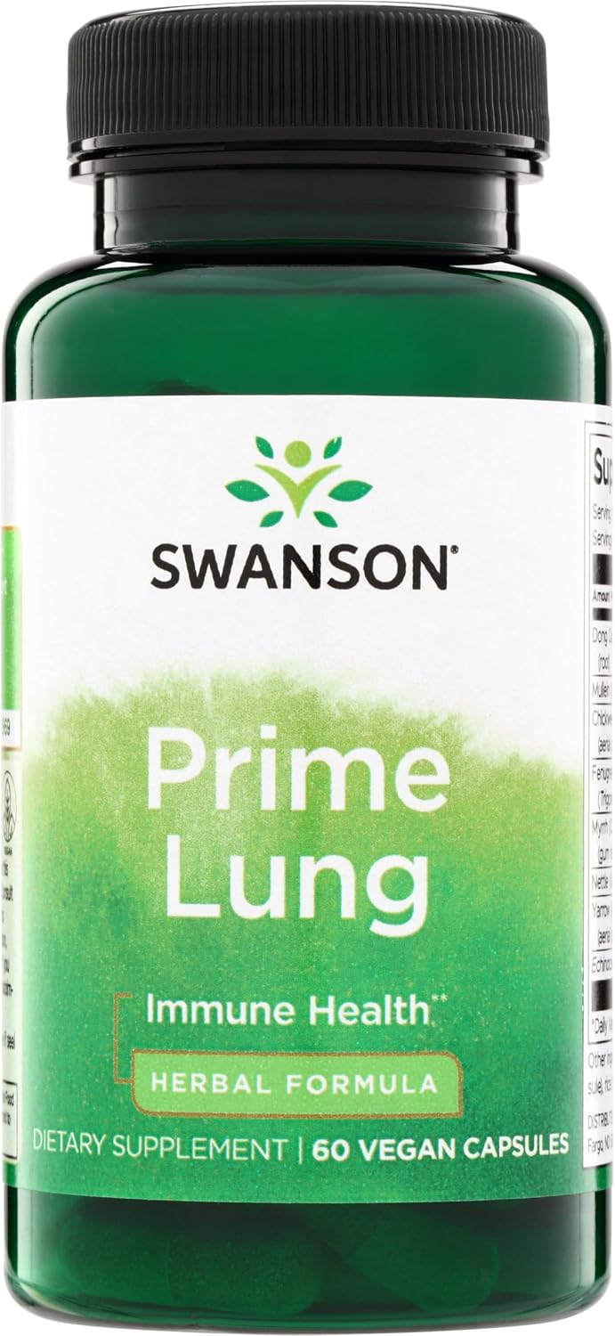 Swanson Prime Lung - Herbal Respiratory Support Supplement, 60 Vegetarian Capsules - görsel 1