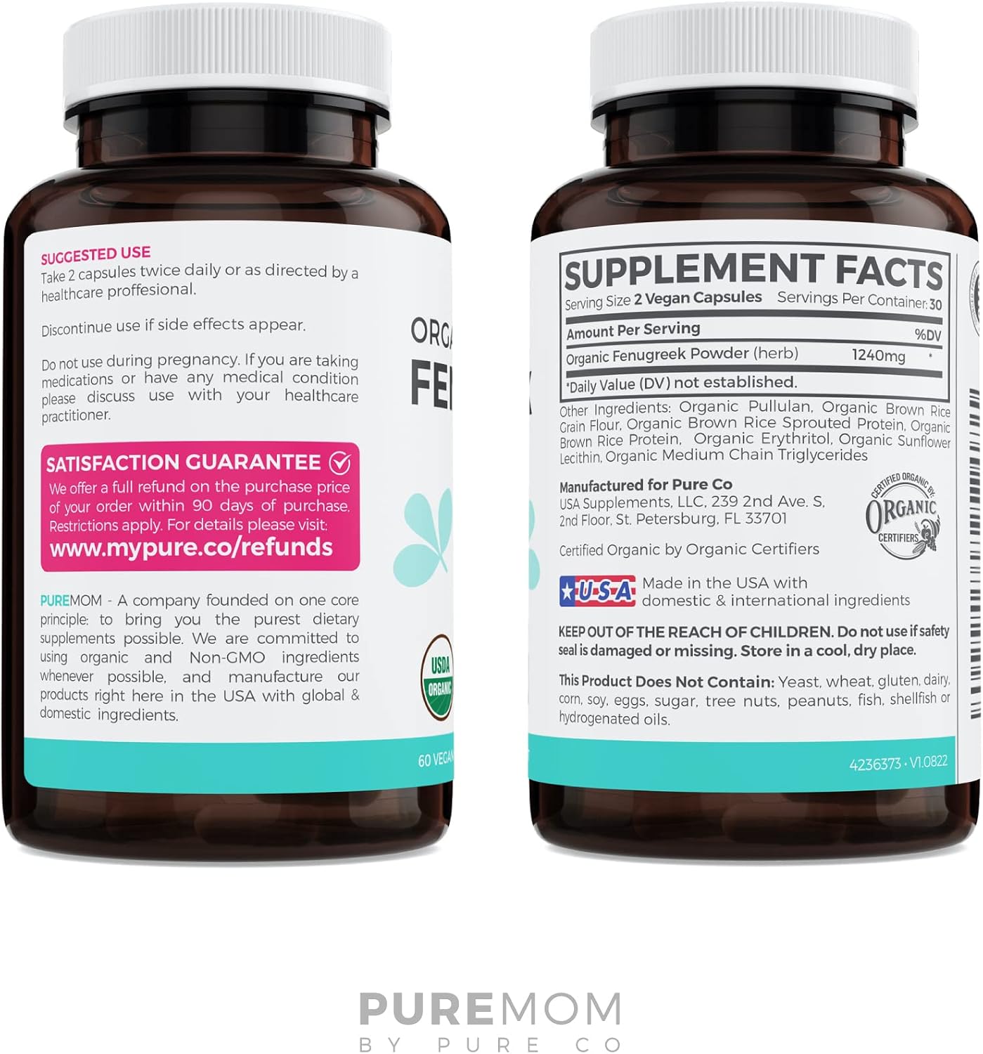 Pure Co Organic Fenugreek Capsules – Breastfeeding Support – 60 Capsules - görsel 8