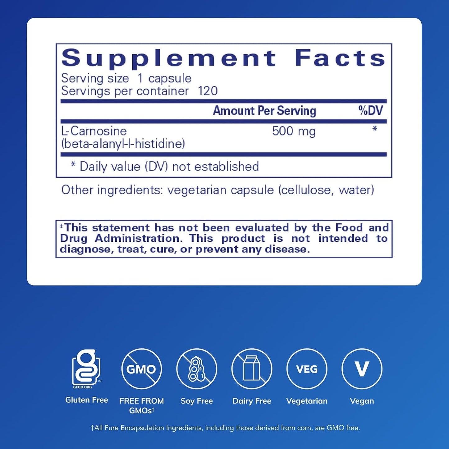 Pure Encapsulations L-Carnosine | Amino Acid Supplement for Joints, Brain, Antioxidant Support, Heart Health and Exercise | 120 Capsules - görsel 2