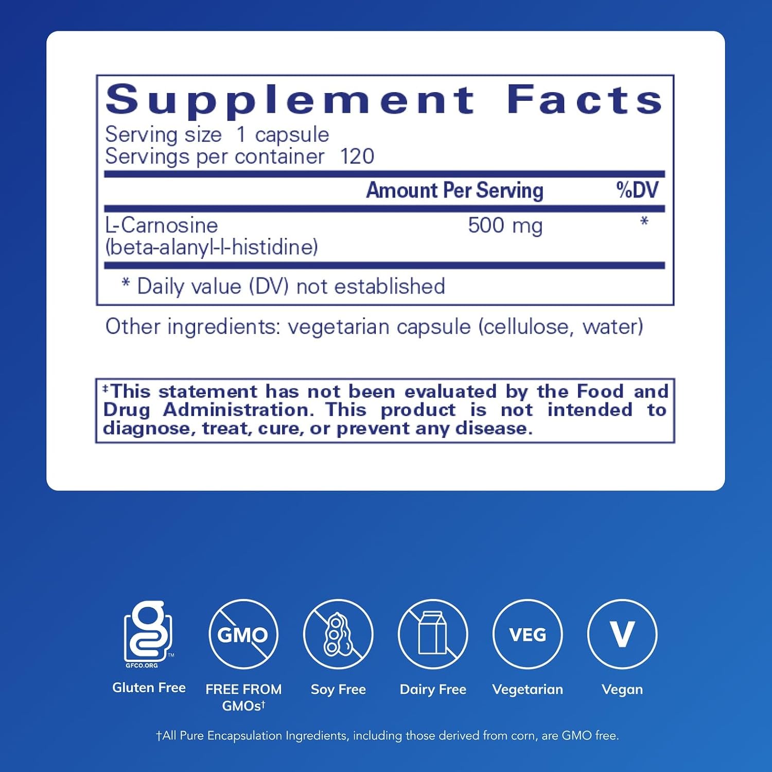 Pure Encapsulations L-Carnosine | Amino Acid Supplement for Joints, Brain, Antioxidant Support, Heart Health and Exercise | 120 Capsules - görsel 2