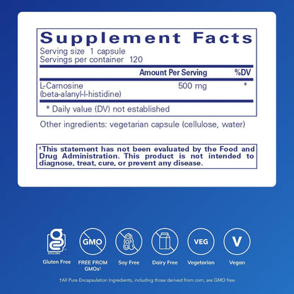 Pure Encapsulations L-Carnosine | Amino Acid Supplement for Joints, Brain, Antioxidant Support, Heart Health and Exercise | 120 Capsules