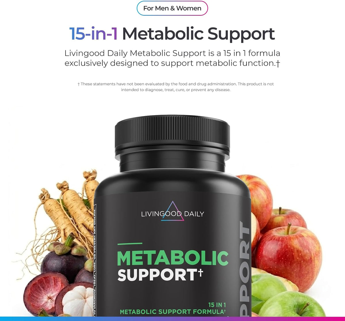 Livingood Daily Metabolism Booster for Women & Men - 120 Vegetarian Capsules - görsel 2
