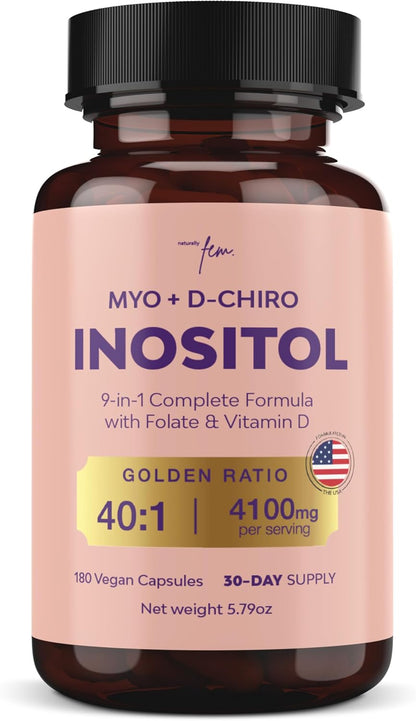 QSTA Myo-Inositol & D-Chiro Inositol Supplement for Women 4100mg (40:1 Ratio) – 9-in-1 Daily Wellness Support with Folate, Vitamin B6, B12, D3, Zinc & Chromium