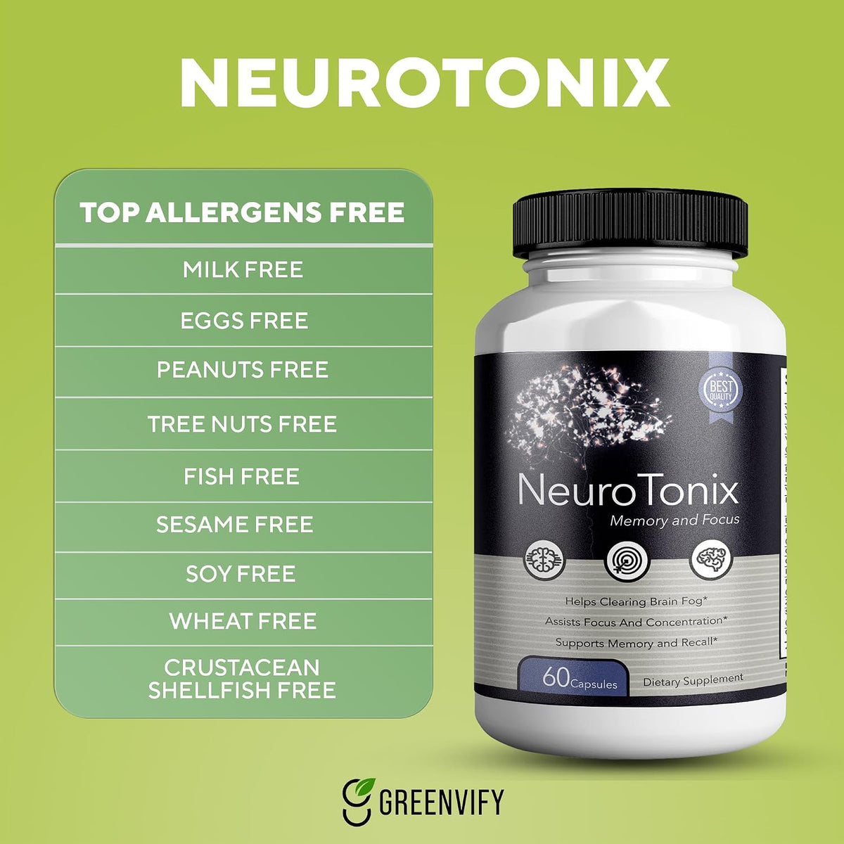 NeuroTonix Brain Support Supplement – for Clearer Thinking and Improved Focus, 60 Capsules - görsel 3