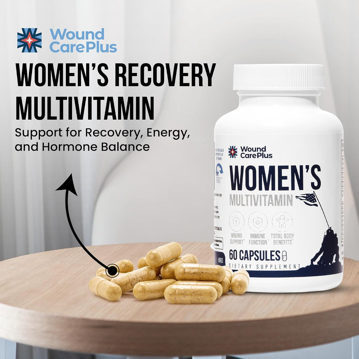 Wound Care Plus Women's Multivitamin - Complete Vitamin & Mineral Complex - 60 Capsules - görsel 2