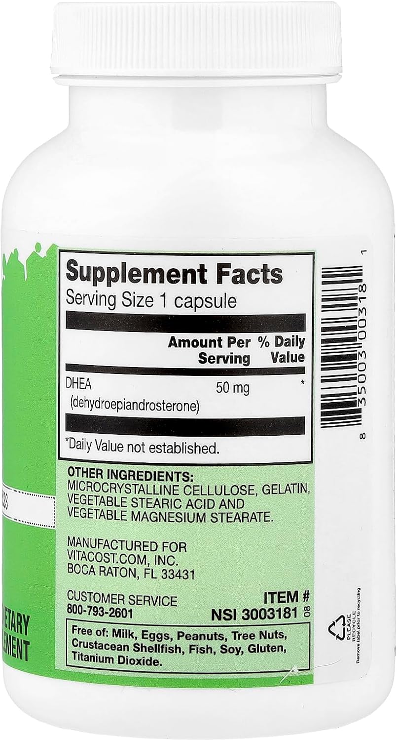 Vitacost DHEA, 50 mg, 300 Capsules - görsel 2