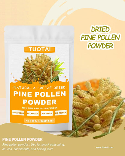 TUOTAI Premium Pine Pollen Powder, 100% Natural, Vegan, Non-GMO