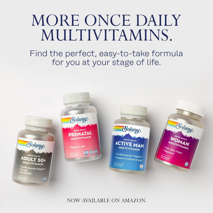 SOLARAY Once Daily Active Man Multivitamin - Cellular Energy and Immune Support Food Supplement with Vitamin D, C, B12, Zinc, Lutein, Digestive Enzymes, 90 VegCaps