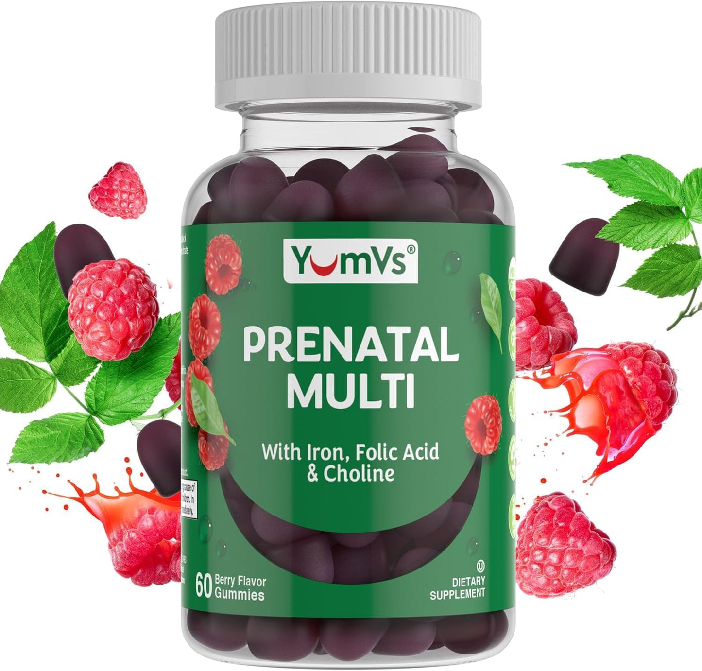 YumVs Prenatal Gummies for Women – with Folic Acid, Iron & Choline – 60 Gummies - görsel 1