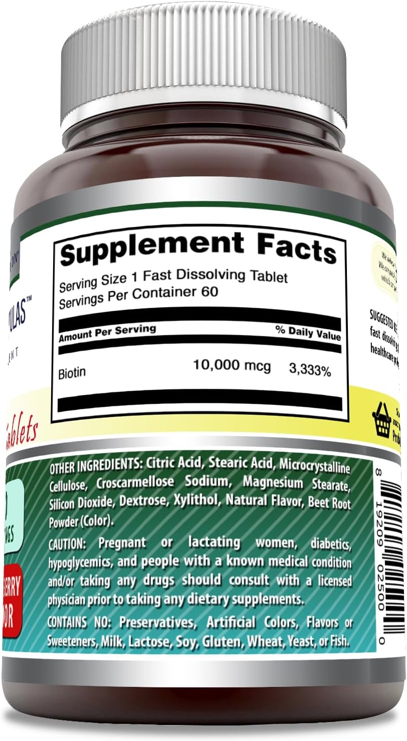 Amazing Formulae Biotin 10,000 mcg Fast Dissolve Tablets, Strawberry, 60 Count - görsel 2