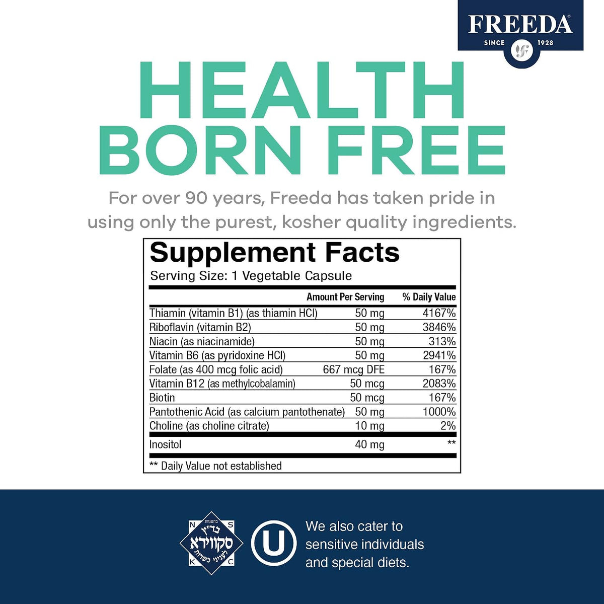 FREEDA B-Complex Capsules – Super Quints B-50 – 250 Capsules - görsel 5