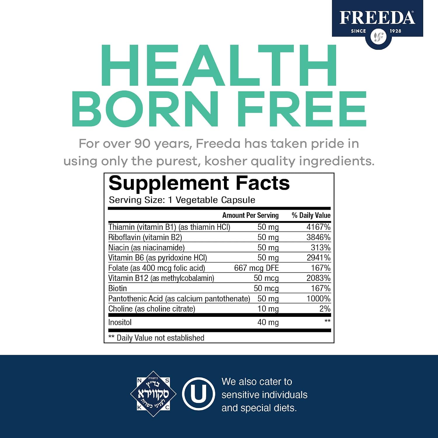 FREEDA B-Complex Capsules – Super Quints B-50 – 250 Capsules - görsel 5