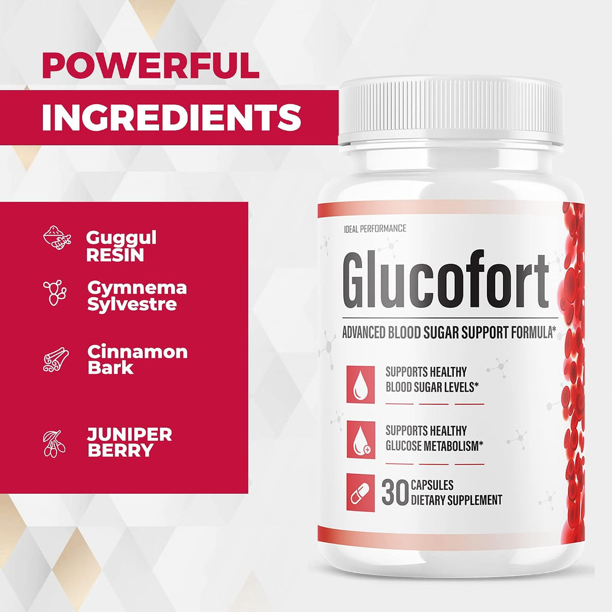 IDEAL PERFORMANCE Glucofort Supplement Support Formula (3 Pack) - görsel 2