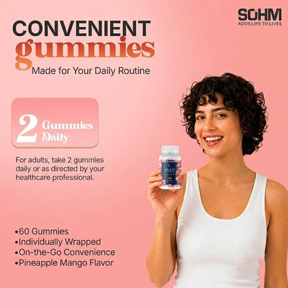 SOHM Multivitamin Gummies for Men and Women, 60 Gummies – Daily Vitamin Gummies with Vitamins A, C, D3, E & Folic Acid, Supports Immune Health, Energy Metabolism & Overall Wellness