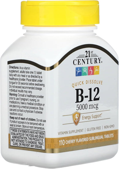 21st Century B-12 5000 mcg Sublingual Tablets, 110 Tablets