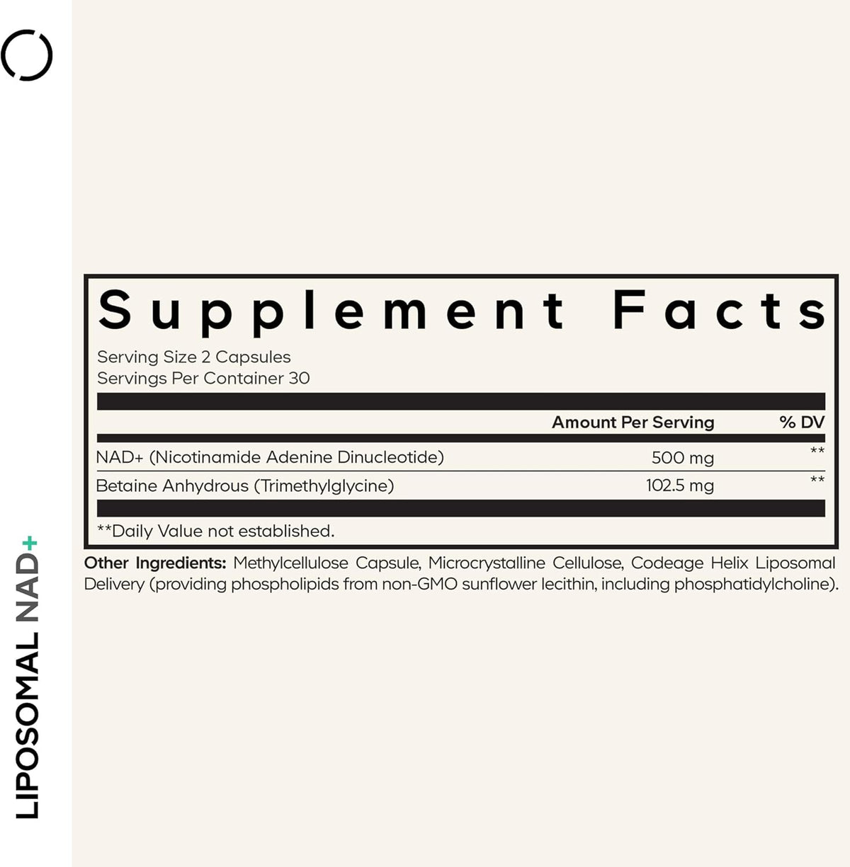 Codeage Liposomal NAD+ Supplement - 500 mg NAD+ with Betaine Anhydrous - 60 Capsules - görsel 2