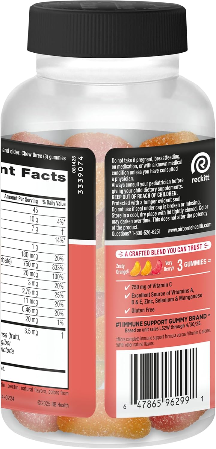 Airborne Immune Support Gummies, Assorted Fruit Flavour, 63 Ct - görsel 8