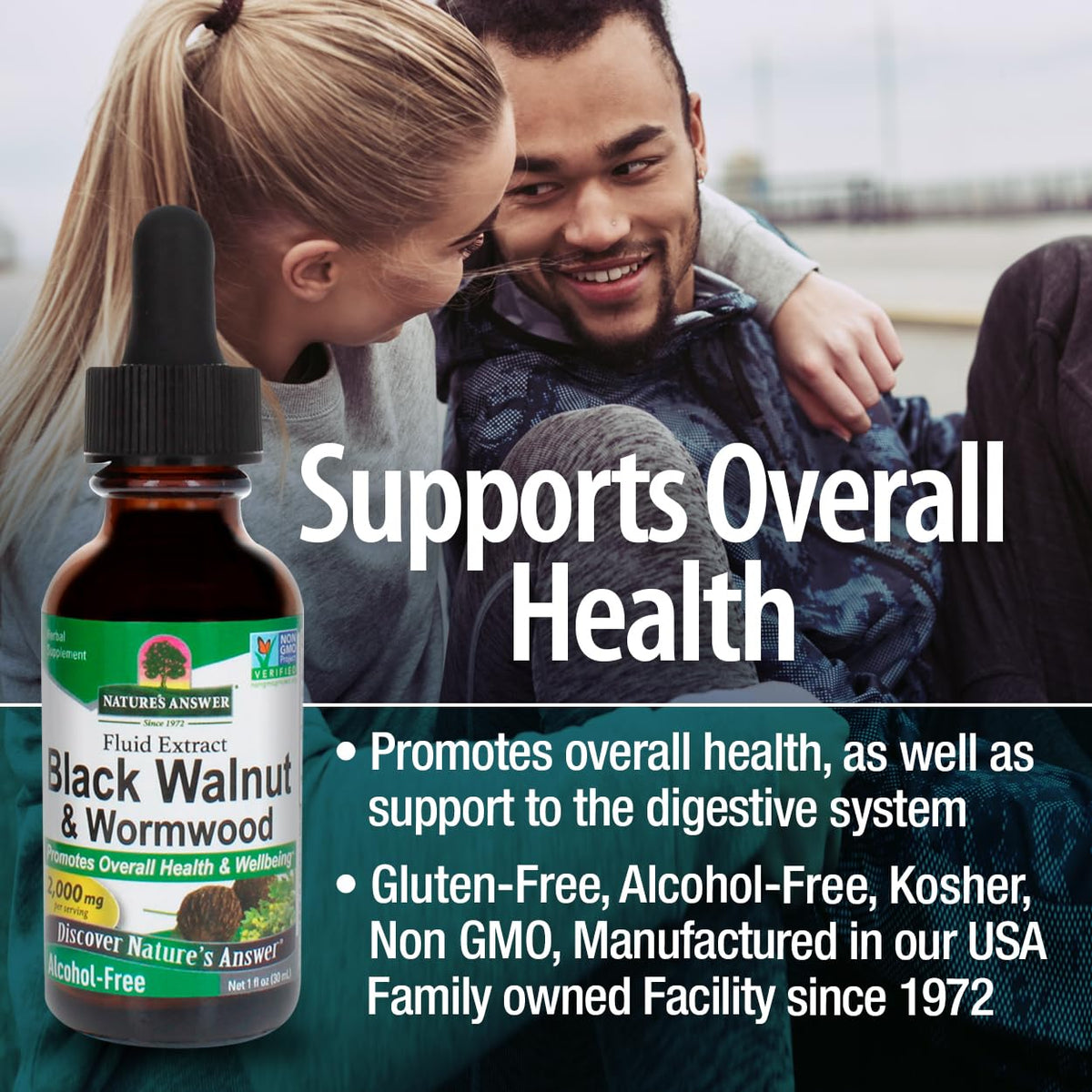 Nature's Answer Black Walnut and Wormwood Complex - Super Concentrated 2,000mg - Vegan, Non-GMO, Gluten-Free, Alcohol-Free - 1 oz - görsel 4