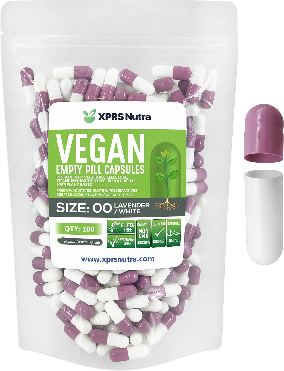 XPRS Nutra Size 00 Empty Capsules - 100 Count Vegan Capsules - görsel 1