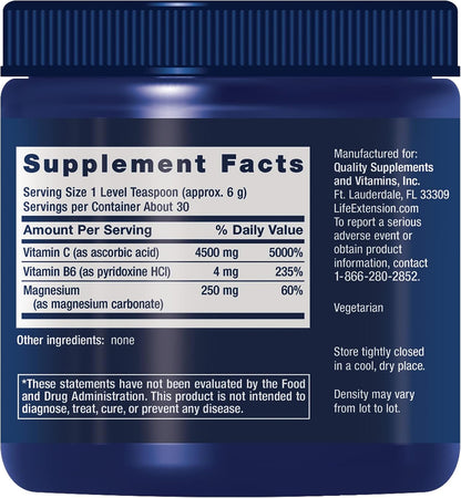 Life Extension Effervescent Vitamin C Magnesium Crystals, Helps Support Digestive Regularity, Gluten-Free, Non-GM, Vegetarian, Net Wt. 180g