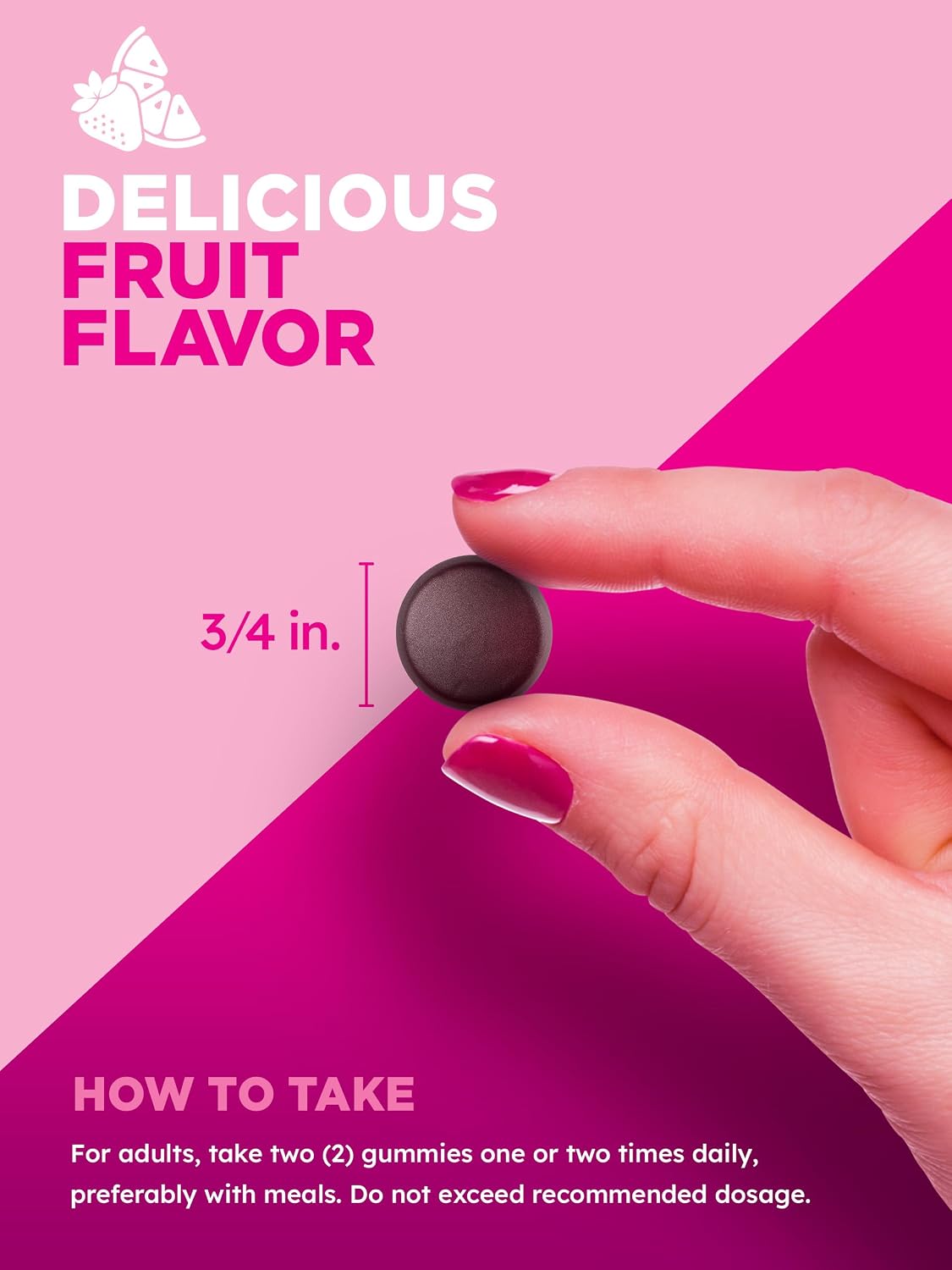 PINK Biotin Gummies for Women – 2,500 mcg – 60 Count – Hair, Skin & Nails Support – Fruit Flavour – Non-GMO & Gluten-free - görsel 3