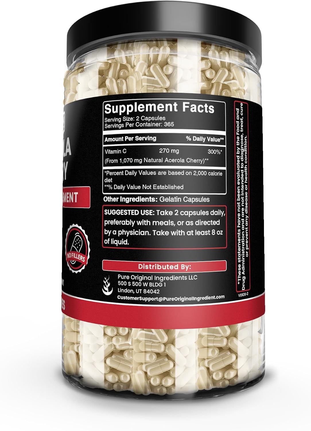 Pure Original Ingredients Acerola Cherry Vitamin C – 730 Capsules, No Fillers - görsel 2