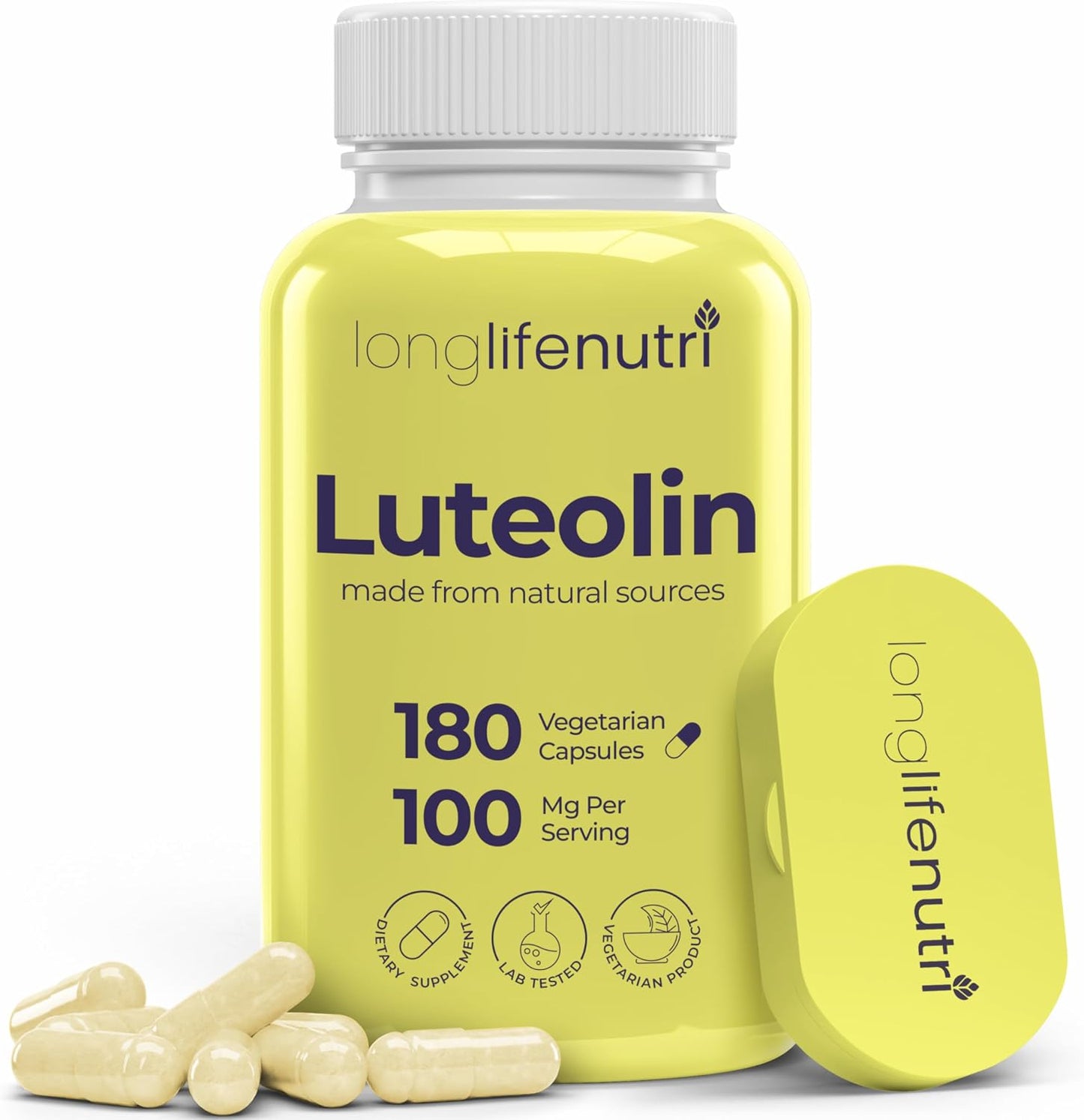 Luteolin Food Supplement 100mg – 180 Vegetarian Capsules, 3-Month Supply - görsel 1