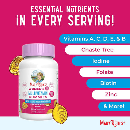 MaryRuth's Multivitamin for Women 40+ | Sugar Free | Vegan | Daily Vitamins with Chasteberry | Hair, Skin and Nail Gummies | 60 Count