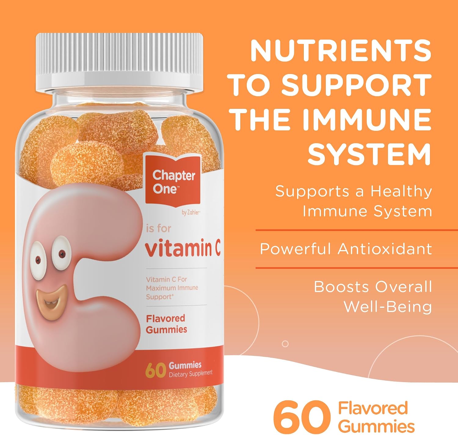 Zahler - Chapter One Vitamin C Gummies for Adults & Kids 125 mg, Certified Kosher (60 Flavoured Gummies) - görsel 2