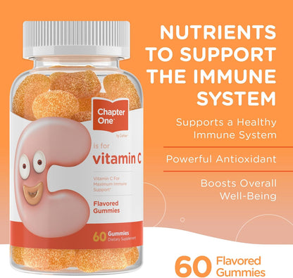 Zahler - Chapter One Vitamin C Gummies for Adults & Kids 125 mg, Certified Kosher (60 Flavoured Gummies)