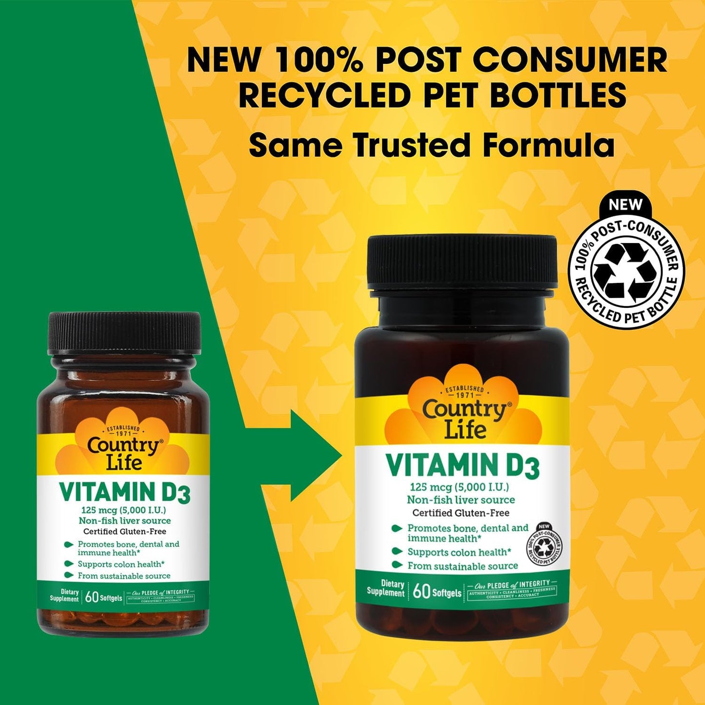 Country Life Vitamin D3 5000 IU - Supports Healthy Bones, Teeth and Immune System - 60 Softgels - görsel 2