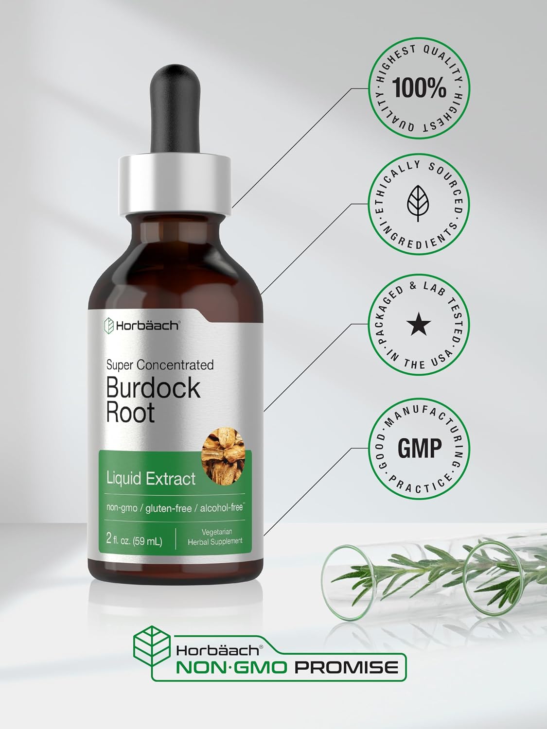 Horbäach Burdock Root Tincture | Super Concentrated Herbal Extract | 2 fl oz - görsel 7