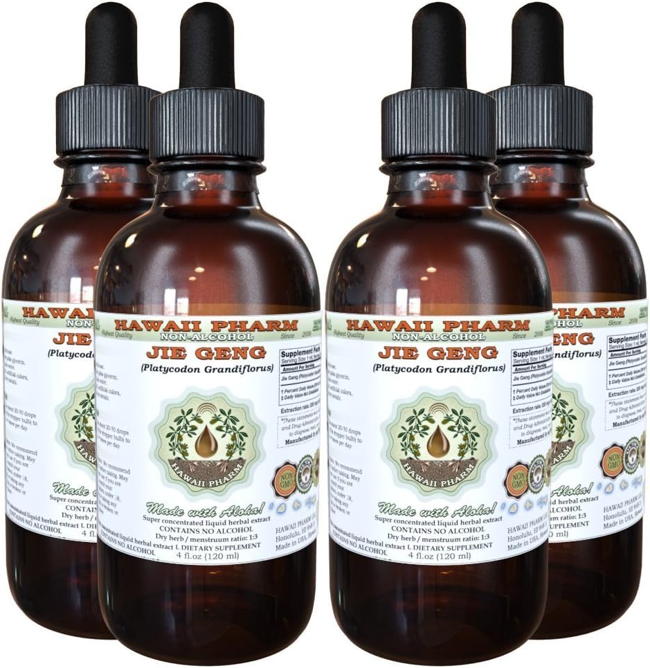 Jie Geng Alcohol-Free Liquid Extract - Platycodon Root Glycerite by Hawaii Pharm (4 x 118 ml) - görsel 1