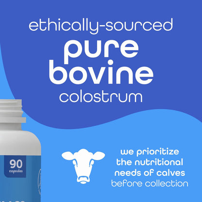 Zena Nutrition Pure Colostrum Capsules, 1500mg Supplement, Grass-Fed Bovine Colostrum, Supports Immune and Digestive Health, Promotes Gut Health, Gluten-free, Fat-Free, 1 Month Supply, 90 Capsules