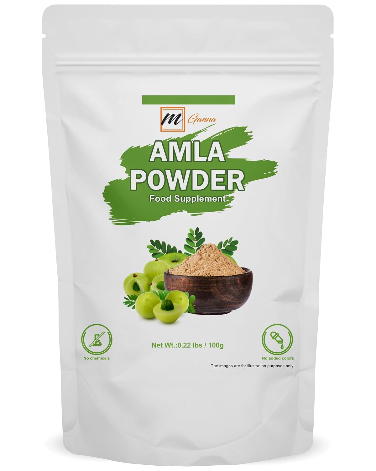 mGanna 100% Natural Amla / Indian Gooseberry / Emblica Officinalis Powder for Skin, Hair and Health Care 100g - görsel 1