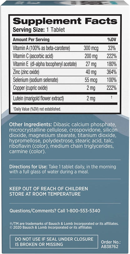 Bausch + Lomb Ocuvite Vitamin and Mineral Supplement with Lutein, 120 Tablets (Pack of 3)