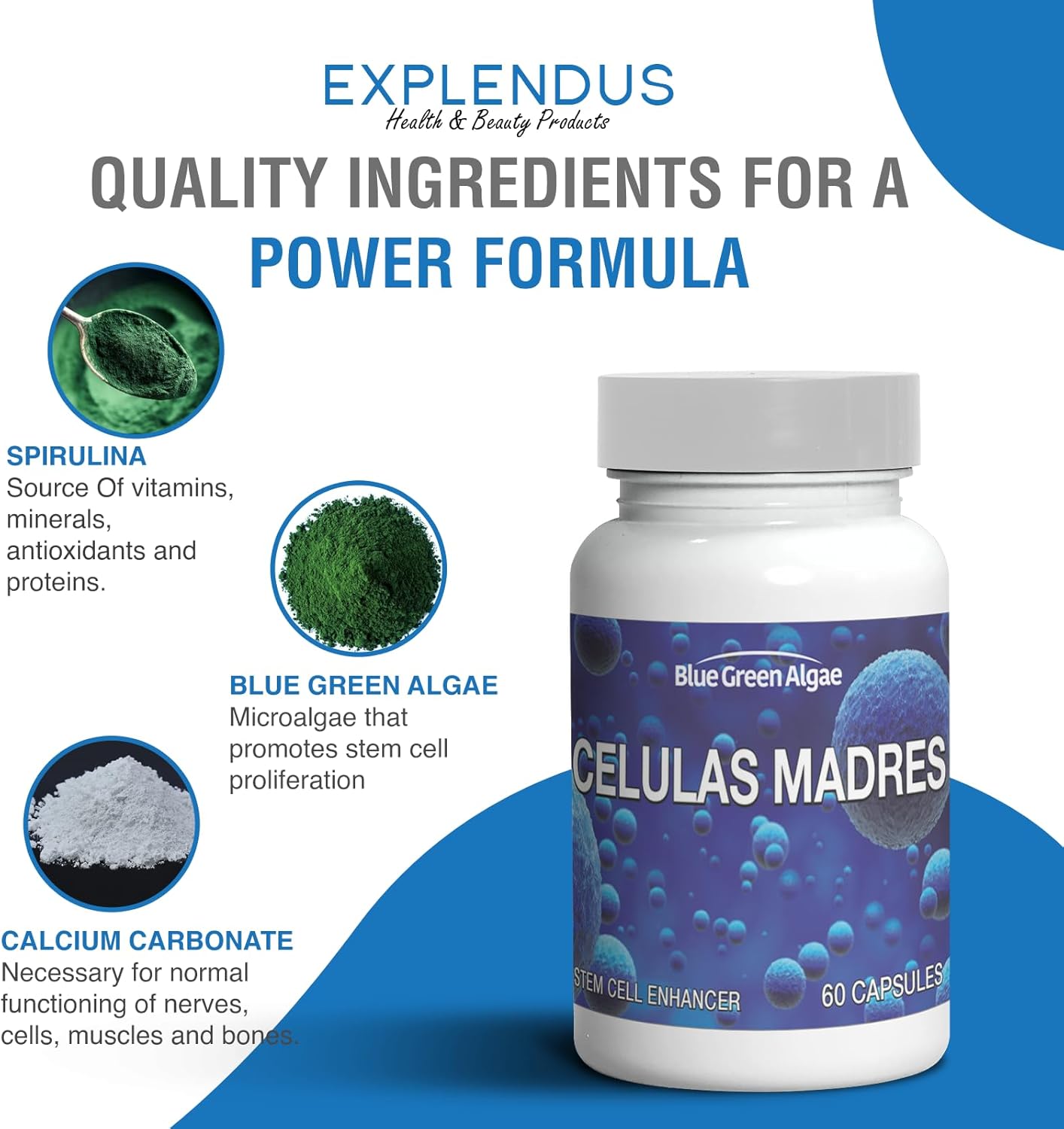 Stem Cell - Celulas Madres Supplement for Anti-Ageing & Longevity, Non-GMO, Gluten-Free, Vegetarian Capsules, 60 Count - görsel 5