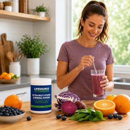 LifeSource Vitamins Ultra Multi Vitamin & Mineral Powder with Phyto Reds, Phyto Purples & Phyto Oranges – 30 Day Supply