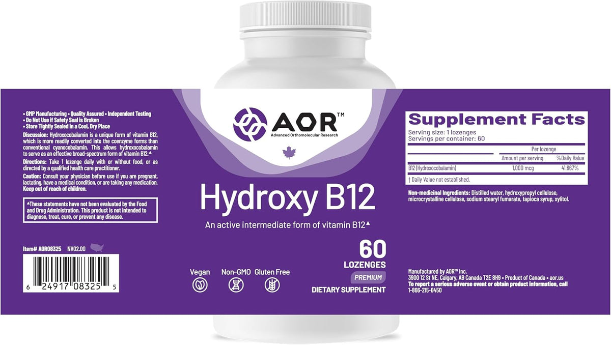 AOR Hydroxy B12 1000mcg Lozenges | Hydroxocobalamin for Daily Vitality - görsel 9