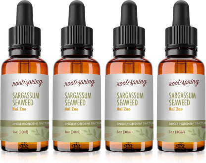 Sargassum Seaweed - Hai Zao Tang – Hai Dai Herbal Tincture (Liquid Extract) - Concentrate with Dropper - Natural TCM Supplement Single Ingredient Formula 1 oz (Pack of 4)