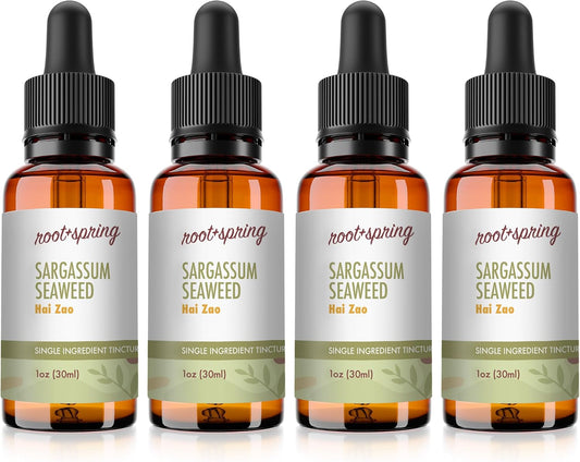 Sargassum Seaweed - Hai Zao Tang – Hai Dai Herbal Tincture (Liquid Extract) - Concentrate with Dropper - Natural TCM Supplement Single Ingredient Formula 1 oz (Pack of 4)