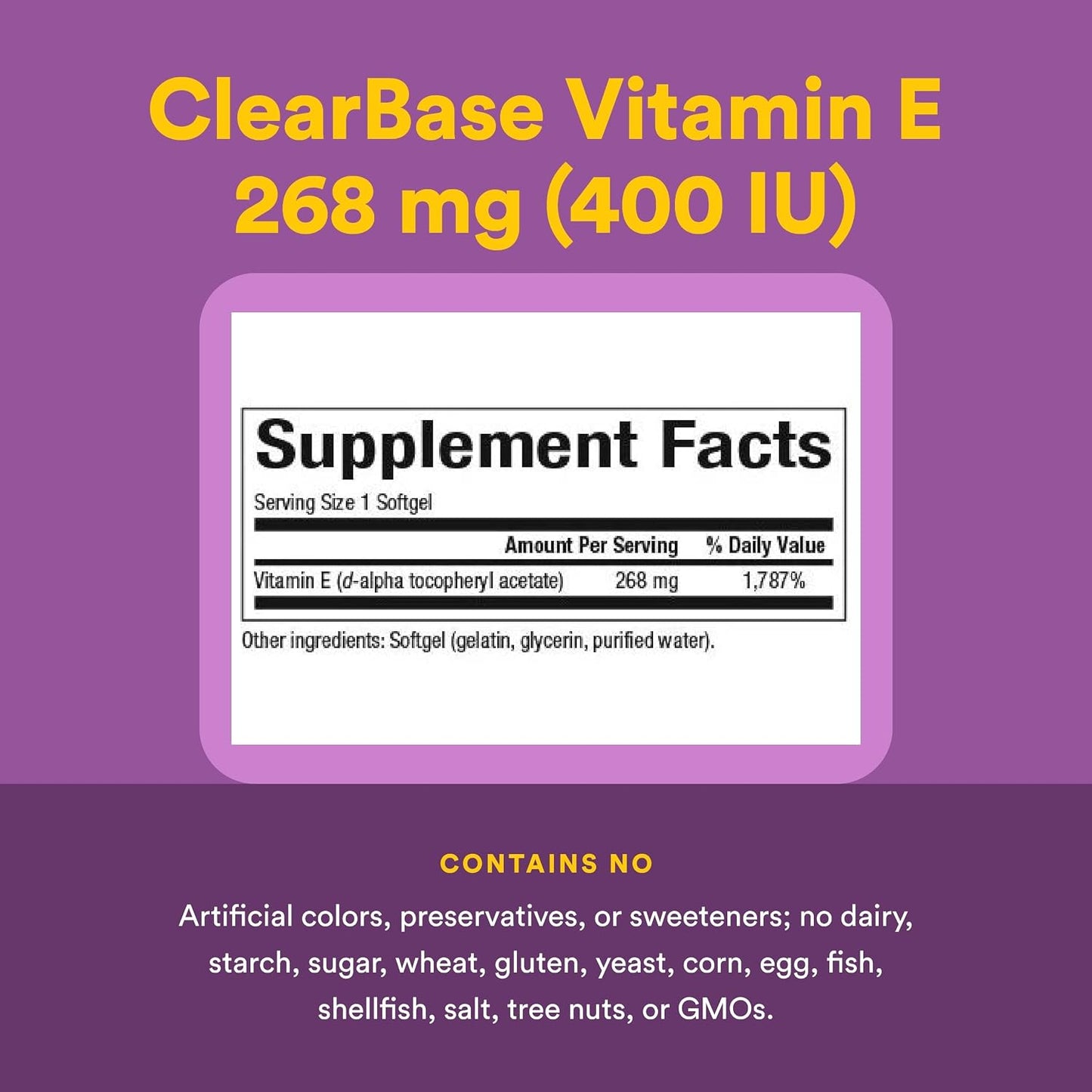 Natural Factors Clear Base Vitamin E 400 IU, 60 Softgels - görsel 4