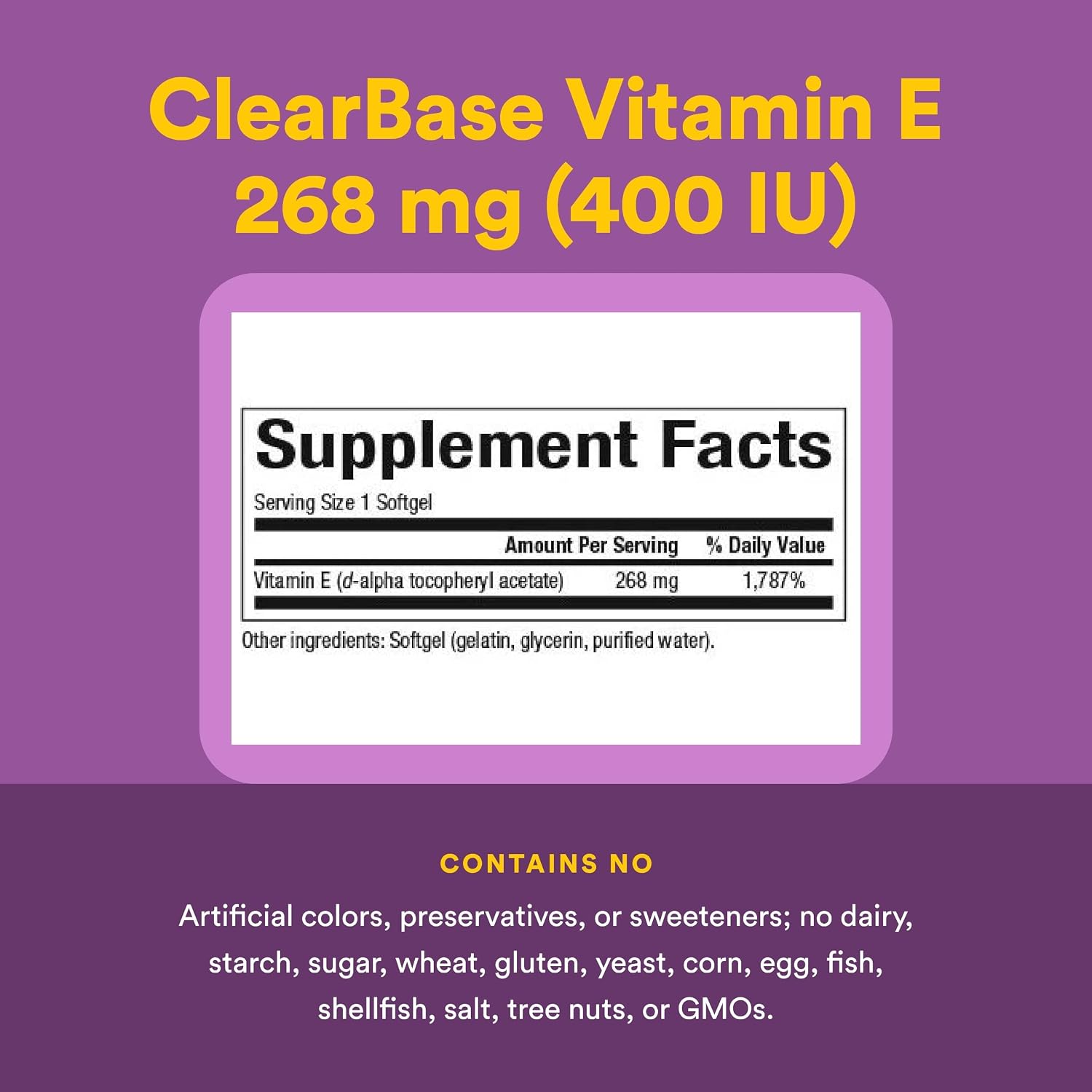 Natural Factors Clear Base Vitamin E 400 IU, 60 Softgels - görsel 4