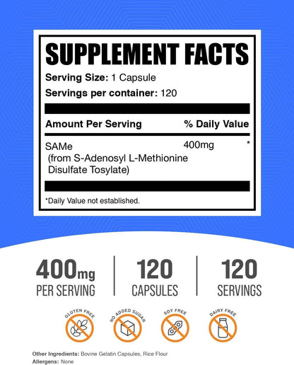SAM-e 400mg Capsules – S-Adenosyl-L-Methionine Supplement (120 Capsules)