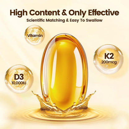 VivoNu Vitamin D3 and K2 10000 IU with MK7-300 Virgin Coconut Oil Soft gel capsules, 2 in 1 Vitamins D & K Complex (180 Capsules)