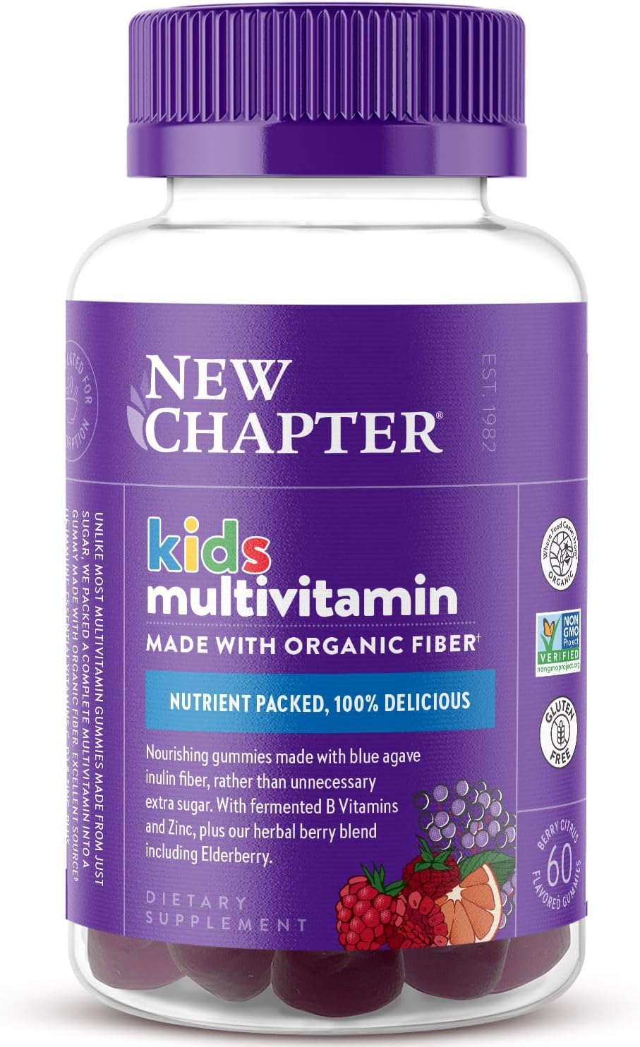 New Chapter Kids Multivitamin Gummies - 65% Less Sugar, Berry-Citrus, 60ct - görsel 1
