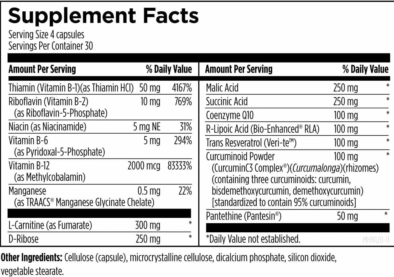 Designs for Health Mitochondrial NRG - Mitochondrial Energy Support with CoQ10, ALA, Resveratrol & Curcumin (120 Vegan Capsules) - görsel 2