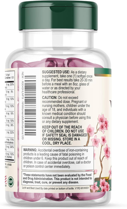 Multivitamin for Women - Complete Daily Women's Multivitamin with Calcium, Folic Acid, Vitamin A, C, D, E, & B Vitamins, Zinc and Iron - For Bone, Energy & Immune Support - 120 Softgels