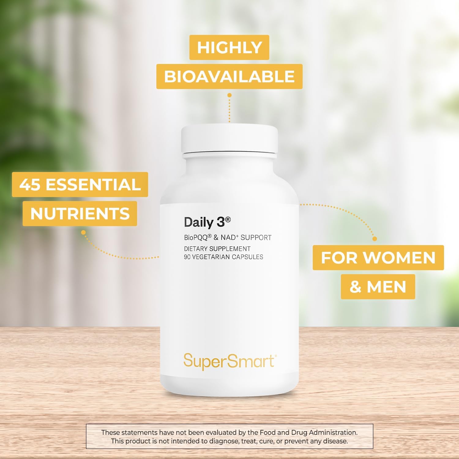 Supersmart Daily3 + Bio PQQ - All-in-One Multivitamin with 45 Essential Nutrients - görsel 3